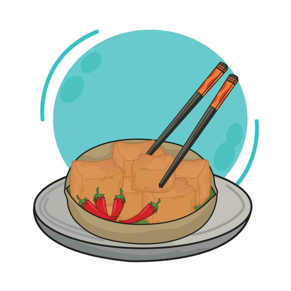 illustration of fried tofu vector