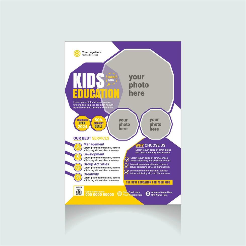 kids school flyer design vector