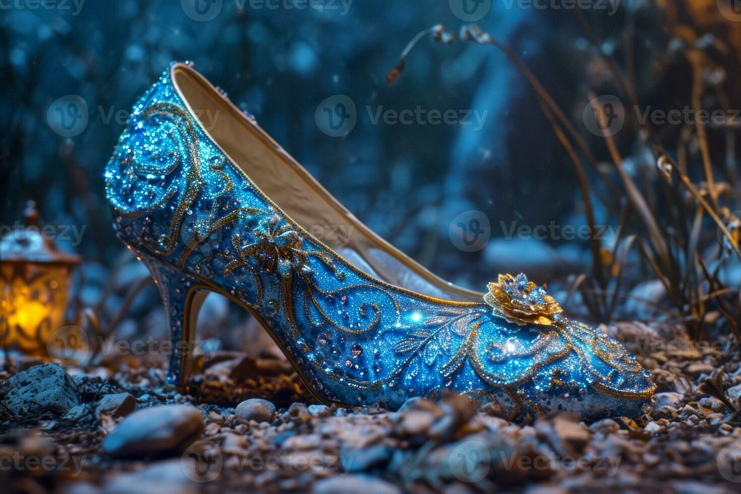 AI generated Beautiful glamourous shoe of cinderella princess photo