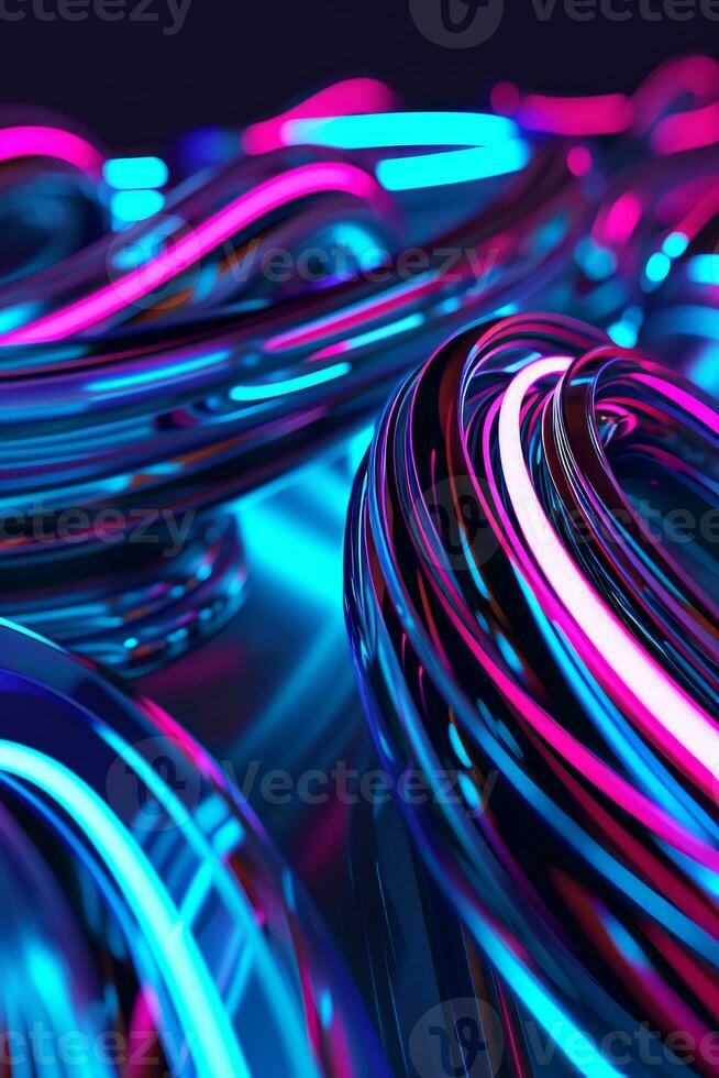 AI generated Gradient 3d glittering neon background for smartphone photo