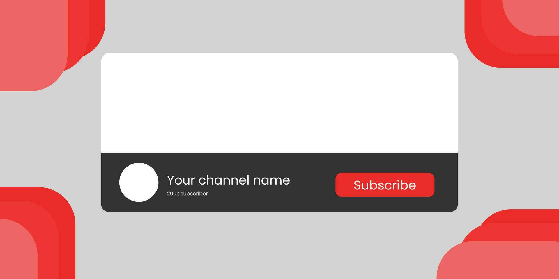 Youtube Channel Name Lower Third with Content Placeholder. Placeholder for Channel Logo. Vector illustration