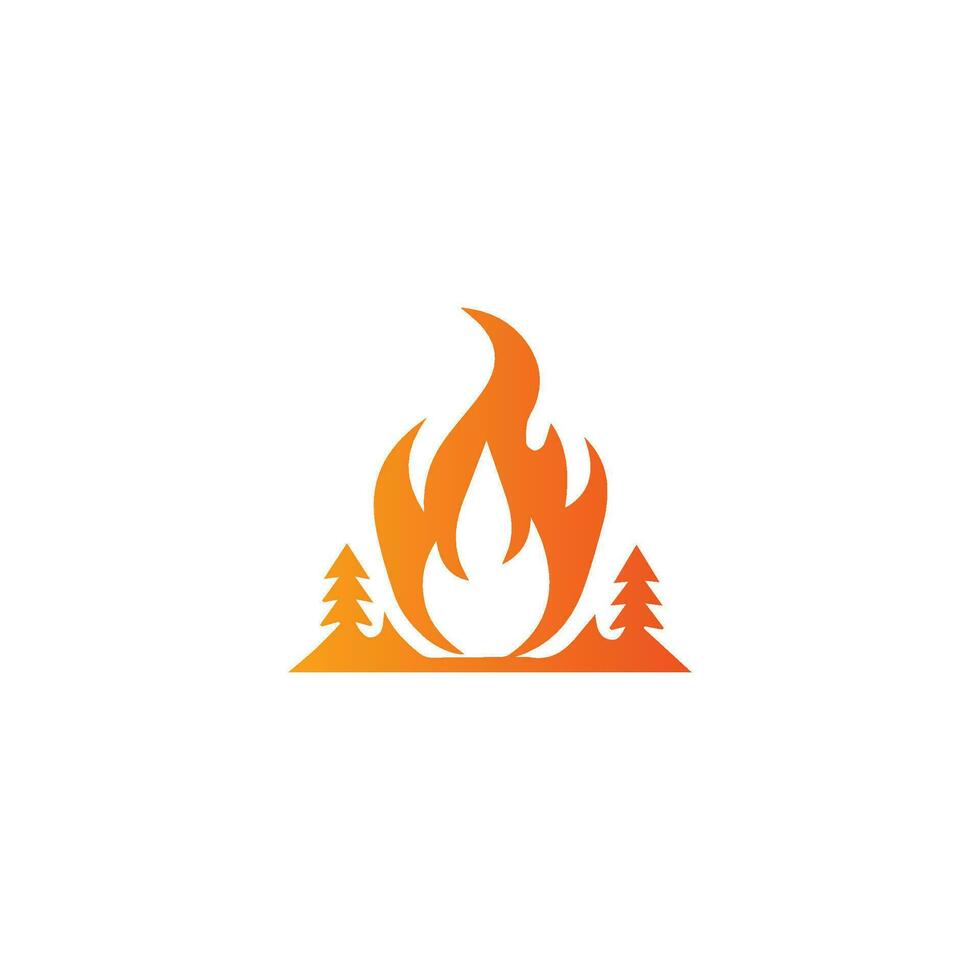 Fire burning isolated symbol, simple graphic illustration. Colored flame detail and hand drawn vector graphic. Campfire fireball sign decoration. Warm temperature logo image.