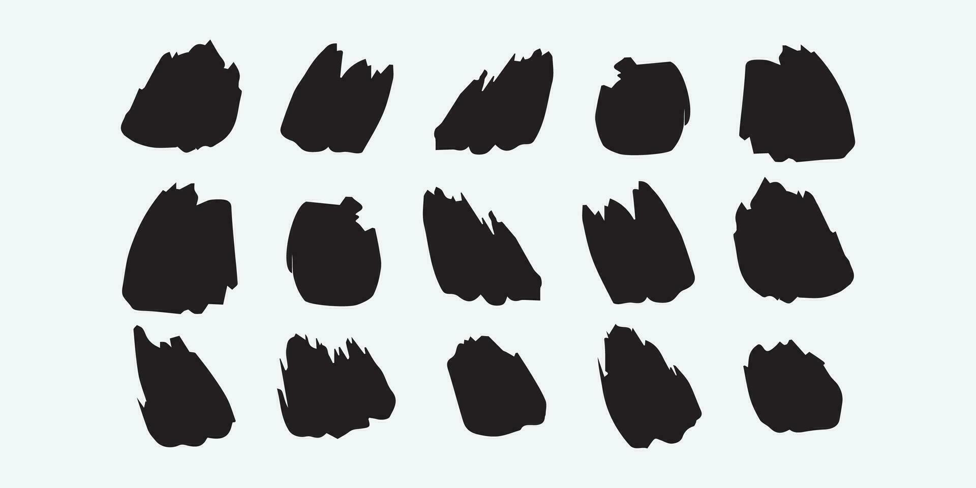 Set of vector paint brush stroke, ink splatter and artistic design elements. Dirty watercolor texture, box, frame, grunge background, splash or creative shape for social media. Abstract drawing.