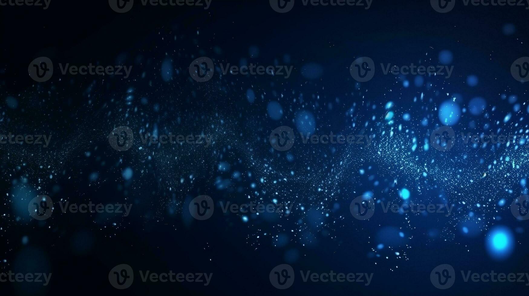 AI generated Dark blue and glow particle abstract background, floating blue particles of different sizes and shades on a black background photo