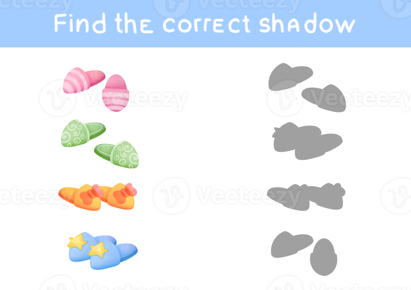 vind correct schaduw van slippers. leerzaam spel naar vind 2 dezelfde voorwerpen. Kiezen correct antwoorden. afdrukbare werkblad, aan het leren studie bladzijde kinderkamer kinderachtig werkzaamheid voor kinderen boeken en tijdschriften png