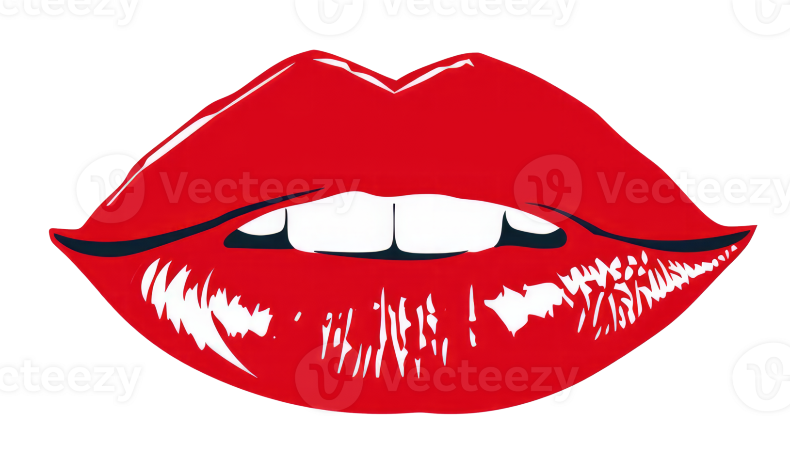 AI generated Red Silhouette of kissing lips transparent on background. AI generated png