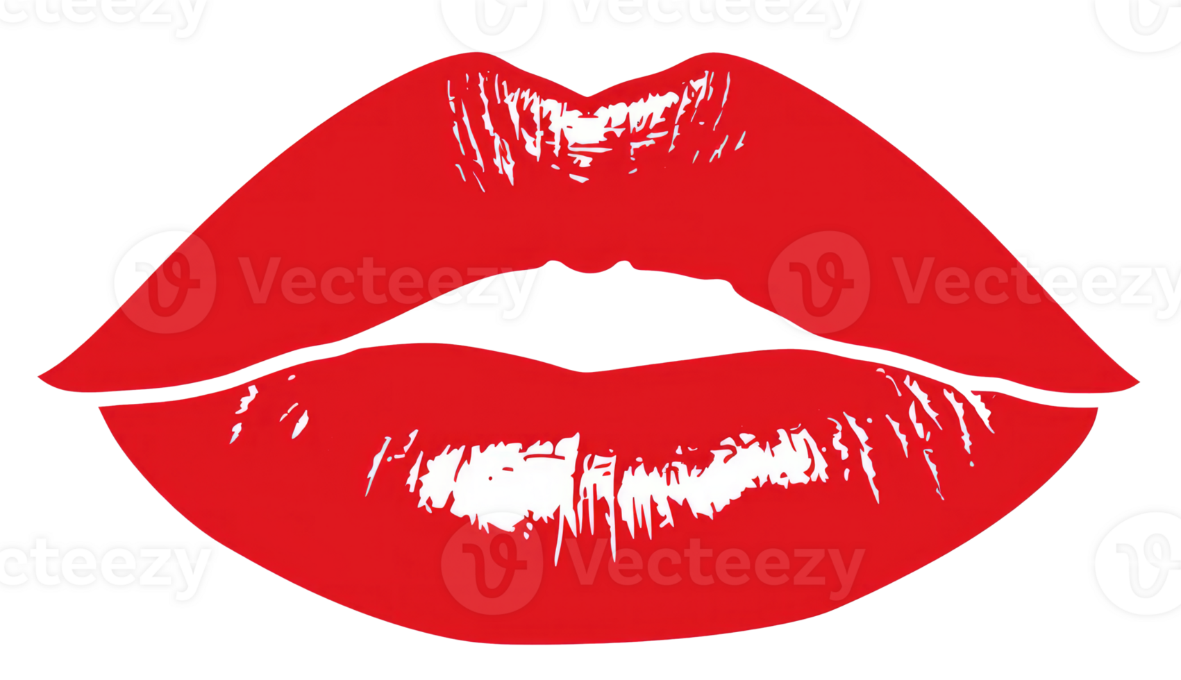 AI generated Red Silhouette of kissing lips transparent on background