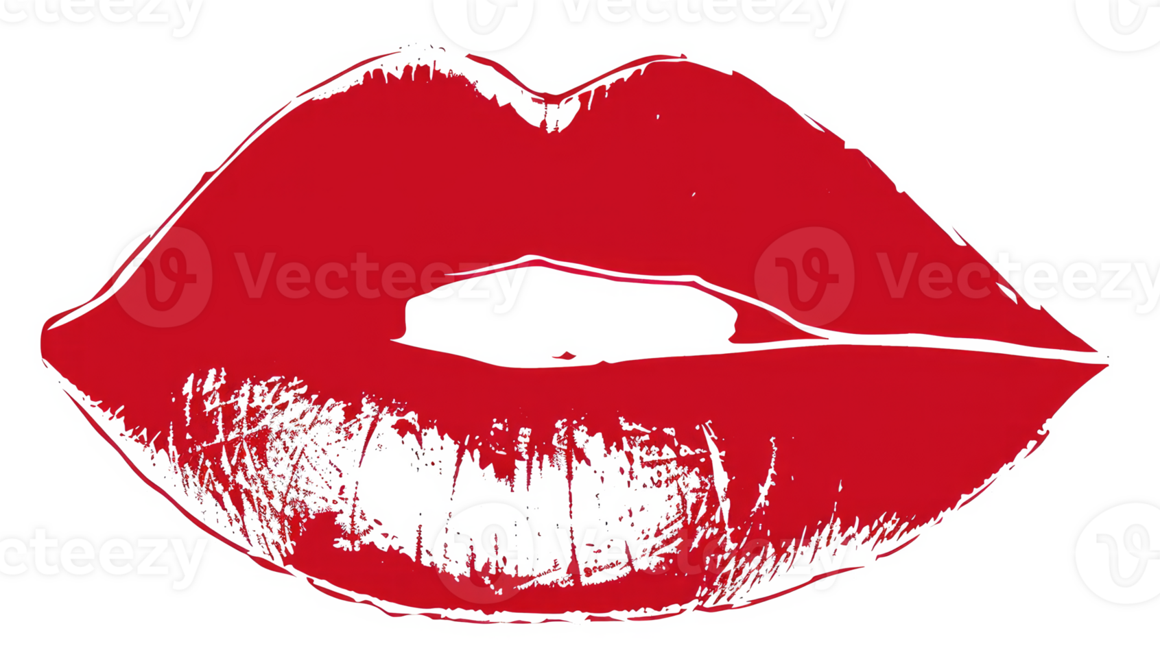 AI generated Red Silhouette of kissing lips transparent on background. AI generated png