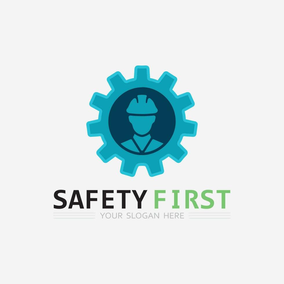 la seguridad primero logo icono vector diseño y ilustración gráfico firmar