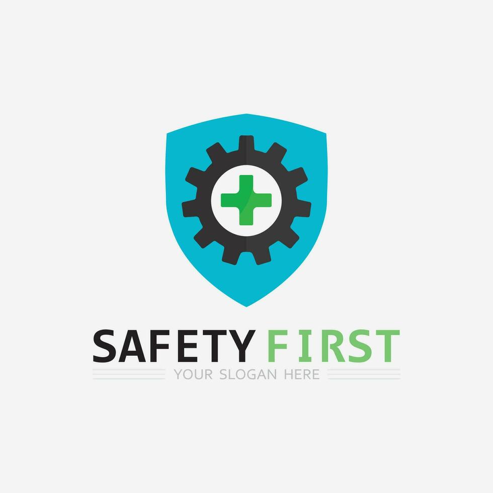 safety first logo icon vector design and illustration graphic sign