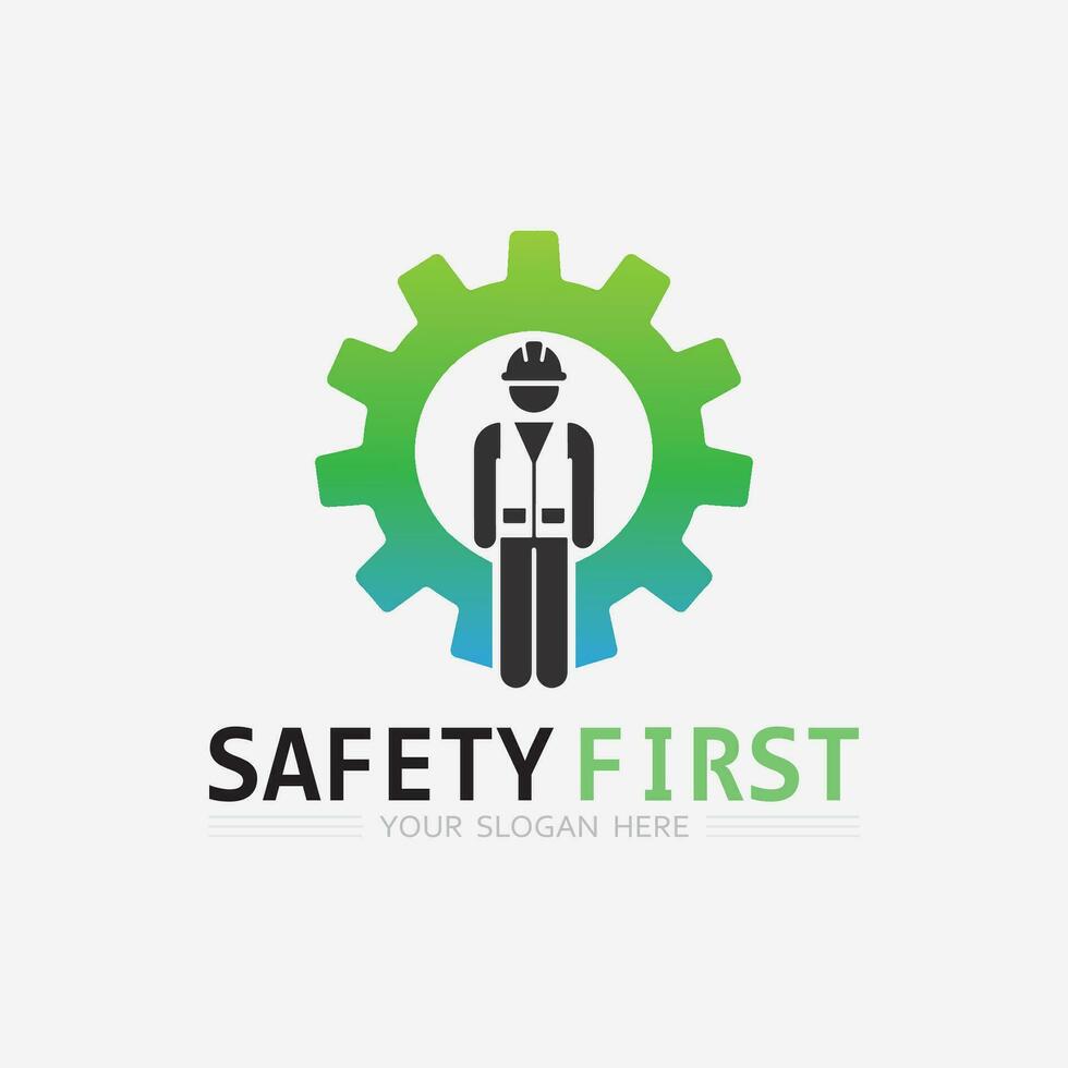 la seguridad primero logo icono vector diseño y ilustración gráfico firmar