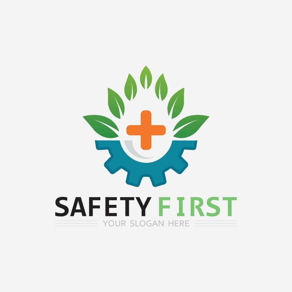 safety first logo icon vector design and illustration graphic sign