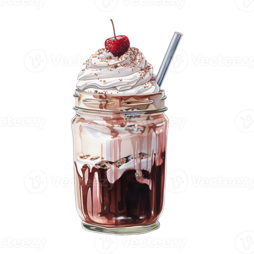 AI generated Chocolate Milkshake with Whipped Cream. AI Generated Image png