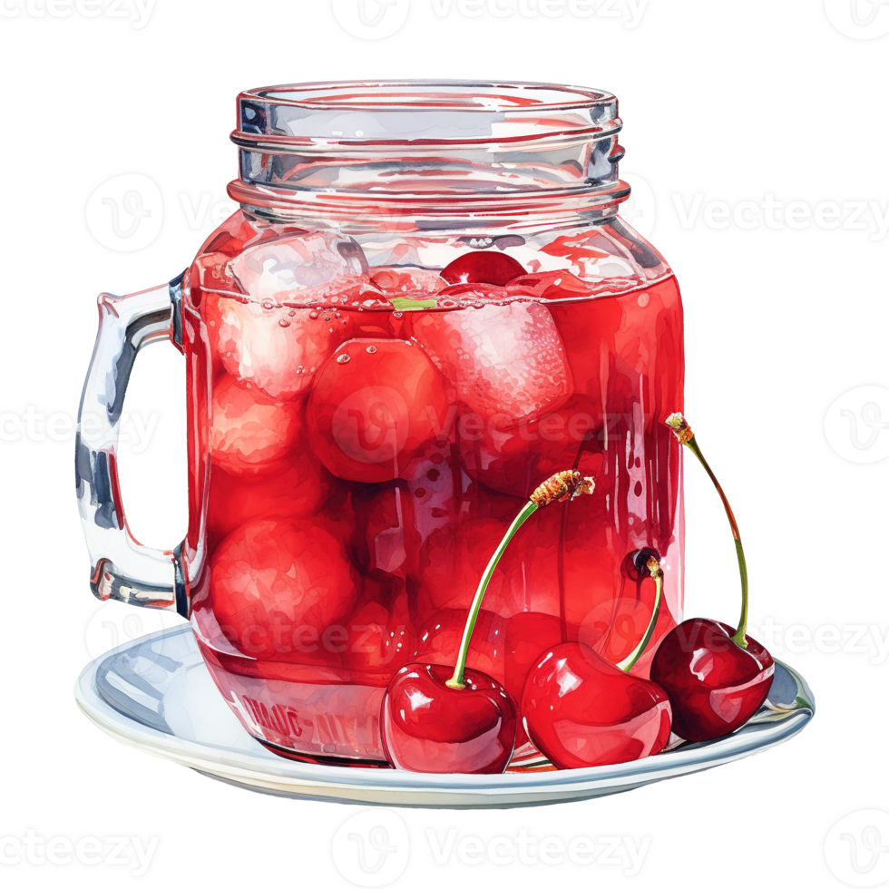 AI generated Two Glasses of Cherry Juice with Ice. AI generated image png