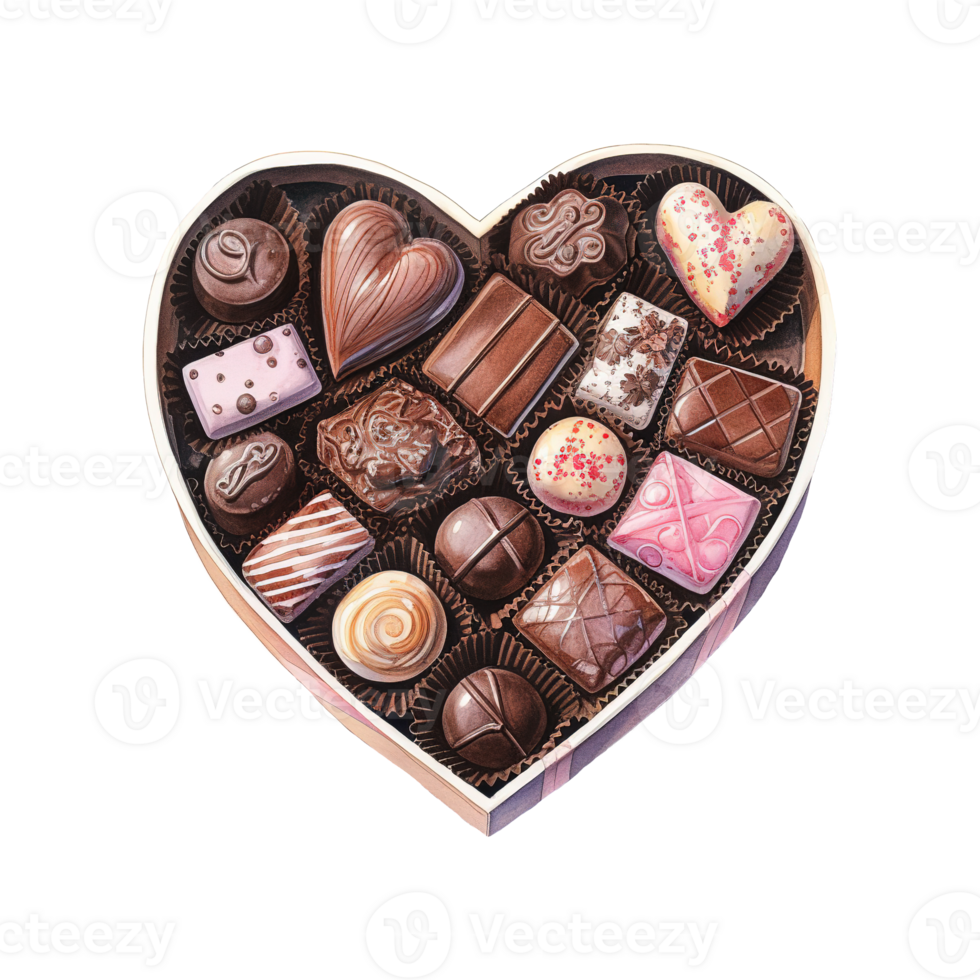 AI generated Heart Shaped Box Filled with Chocolates. AI Generated Image png