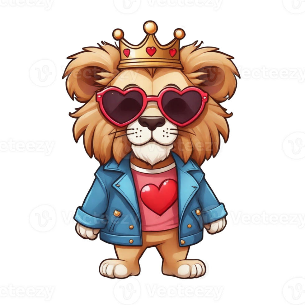 AI generated Valentine's Day graphics cute lion, png