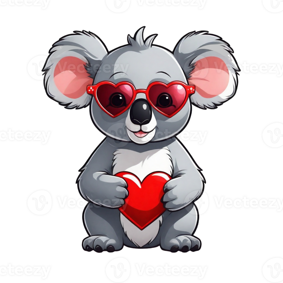 AI generated Valentine's Day graphics cute white koala png