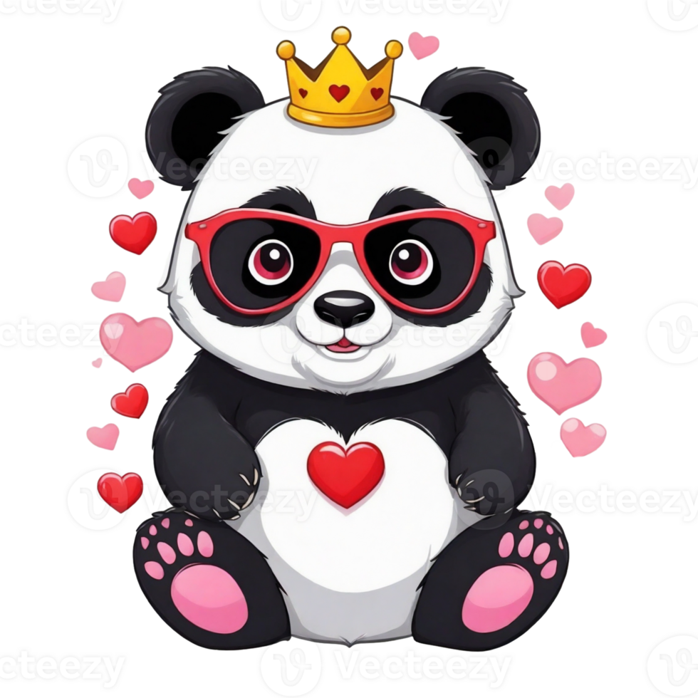 AI generated Valentine's Day graphics cute white little panda png