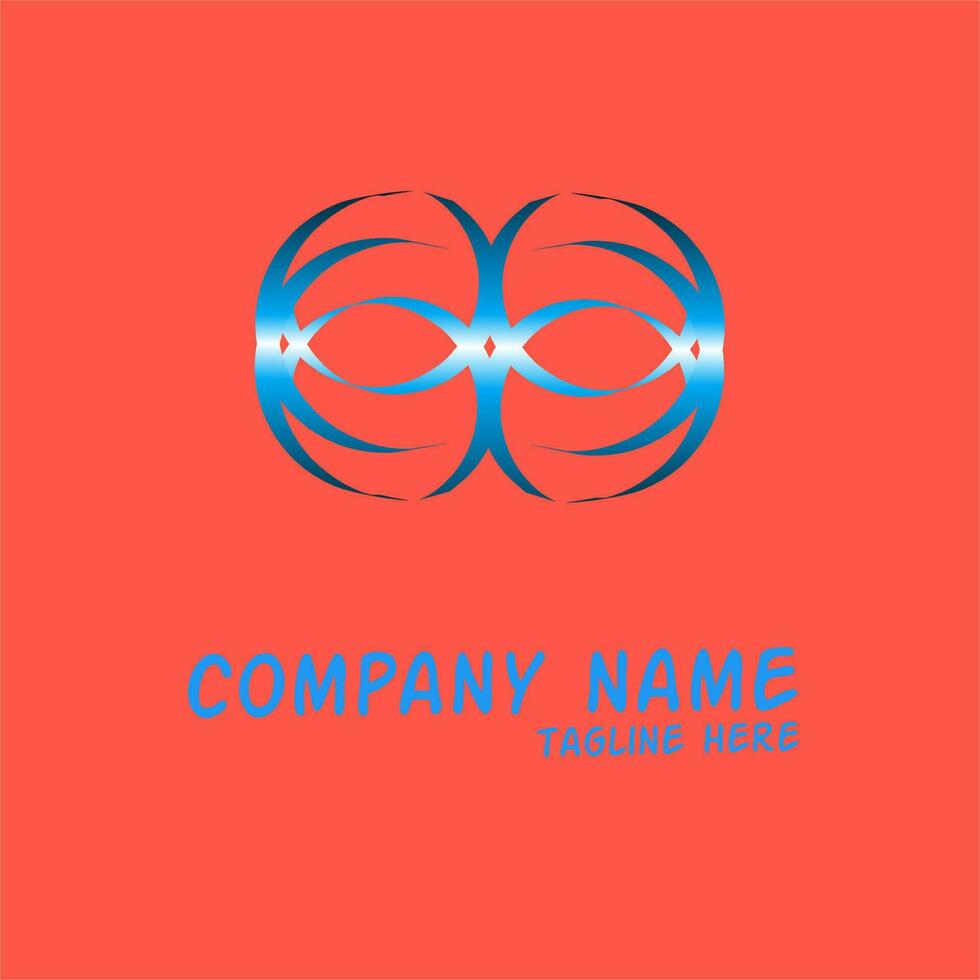 abstract logo design with two circles on an orange background vector