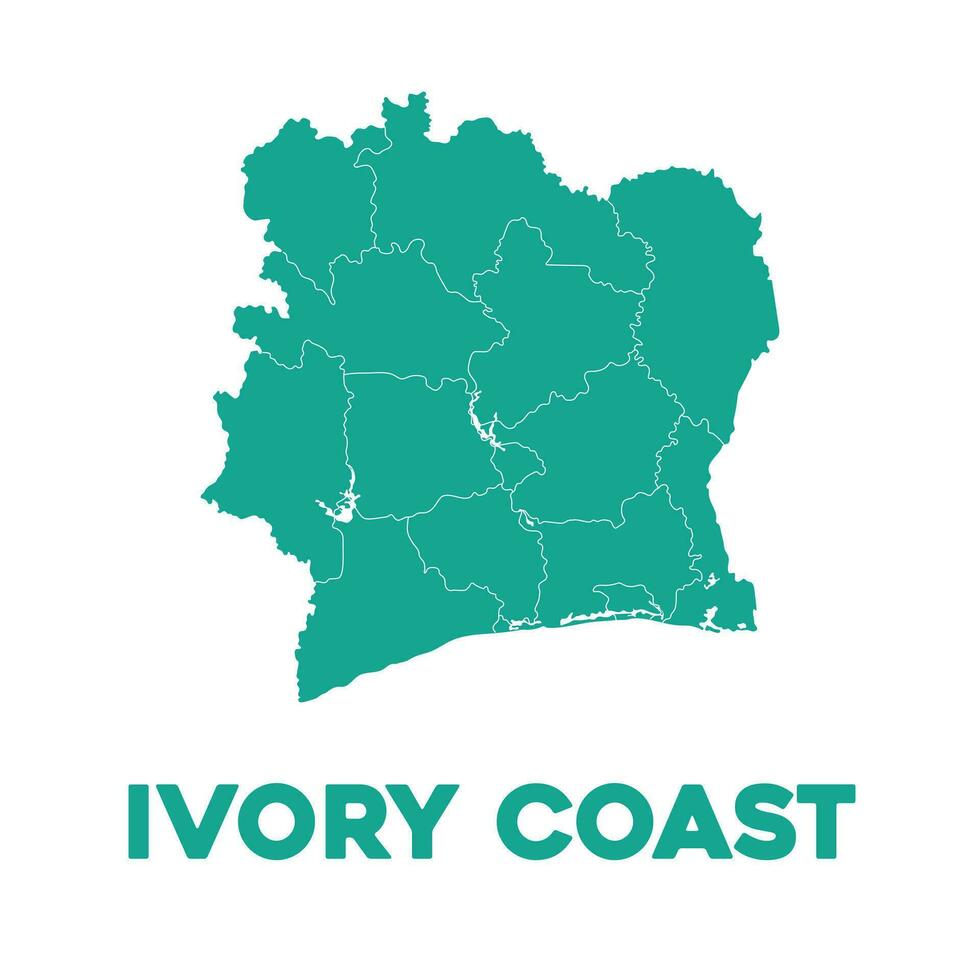 Detailed Ivory Coast Map vector