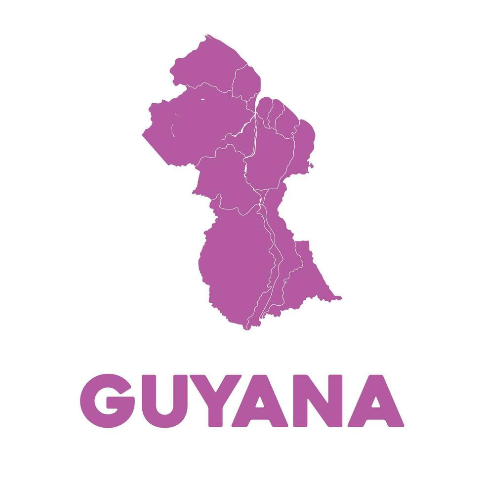 Detailed Guyana Map vector