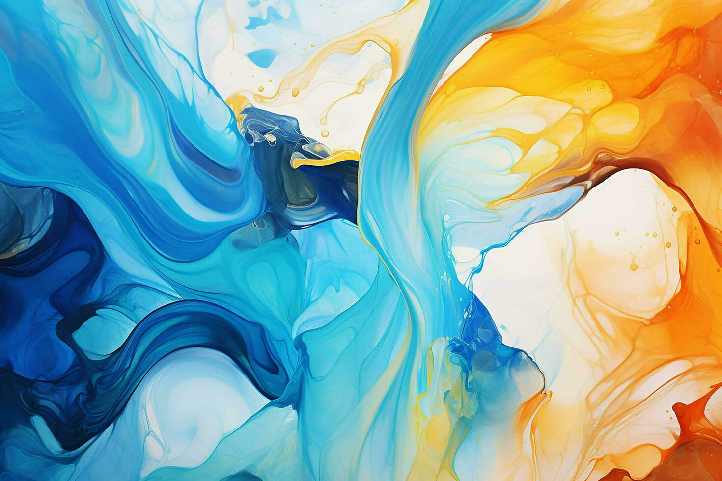 AI generated an abstract painting with orange, blue and white colors photo