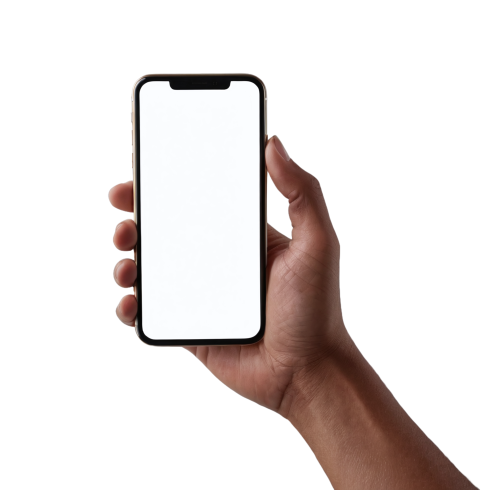 AI generated Hand holding phone isolated png