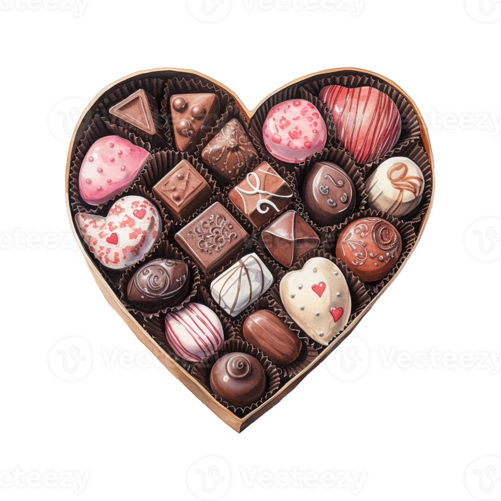 AI generated Heart Shaped Box Filled with Chocolates. AI Generated Image png