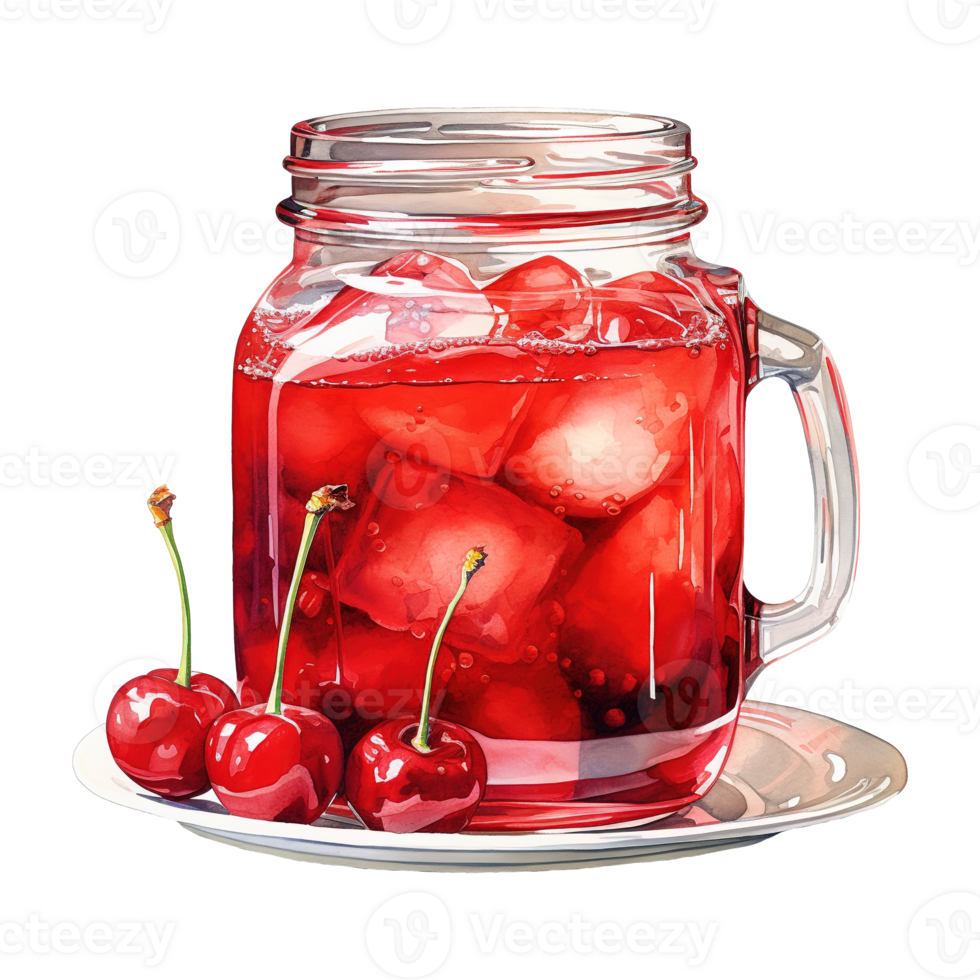 AI generated Two Glasses of Cherry Juice with Ice. AI generated image png