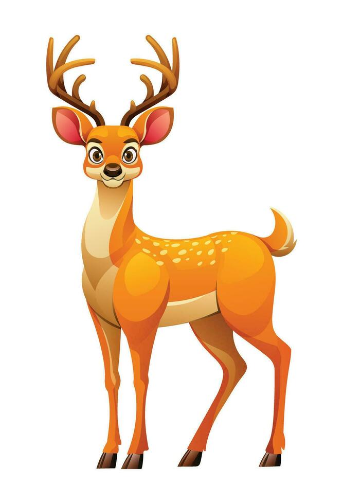 Cartoon deer vector illustration isolated on white background