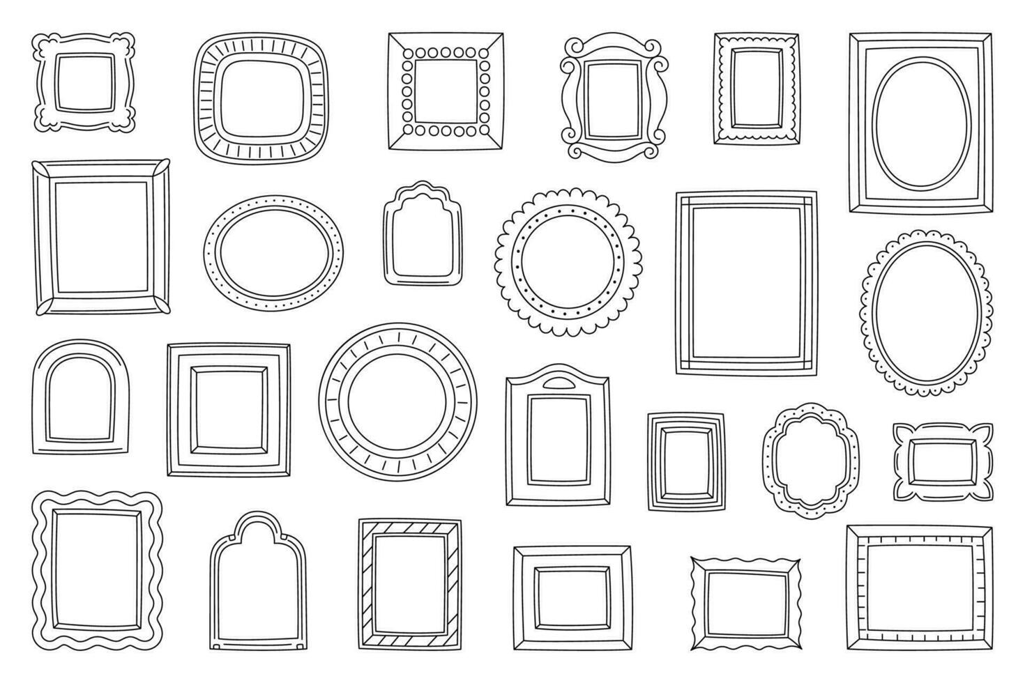 Set of vintage hand drawn doodle frames and borders vector