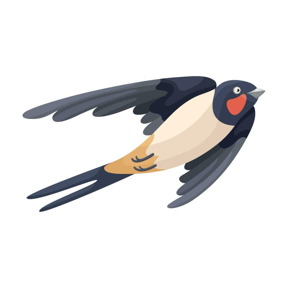 Cartoon flat illustration of flying swallow bird vector