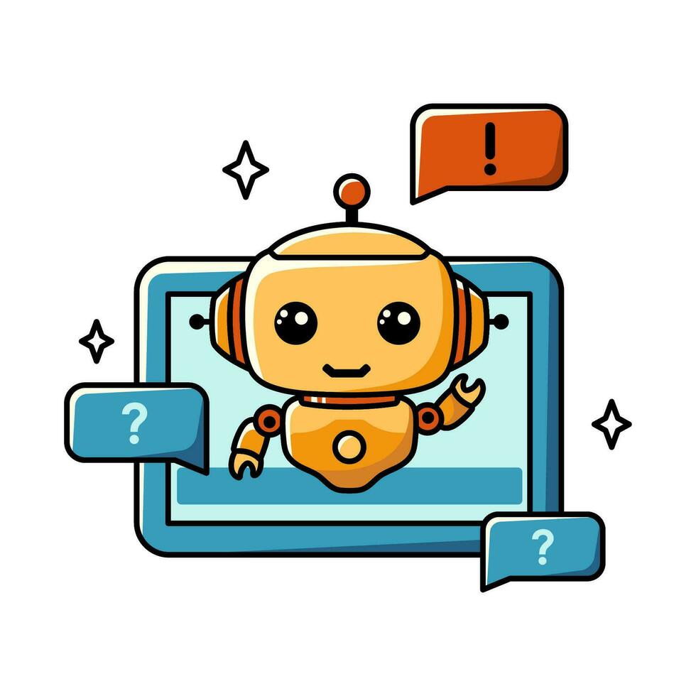 Using AI for consulting and customer support. Chat bot assistant for online applications. Cartoon vector concept illustration.