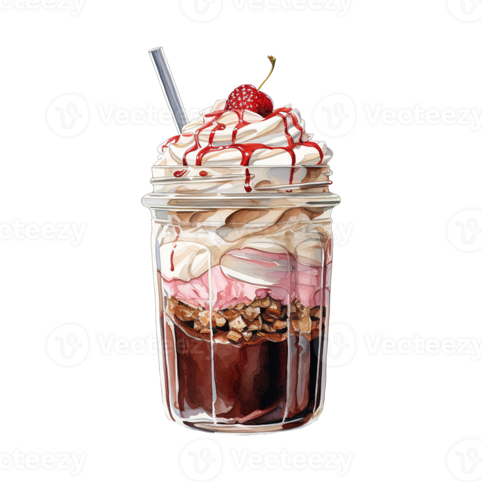 AI generated Chocolate Milkshake with Whipped Cream. AI Generated Image png