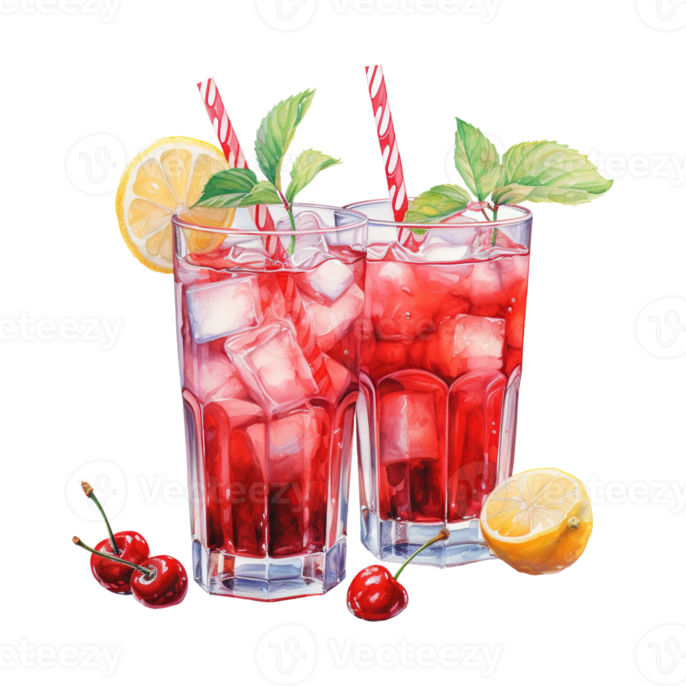 AI generated Two Glasses of Red Cocktail with Ice. AI generated image png