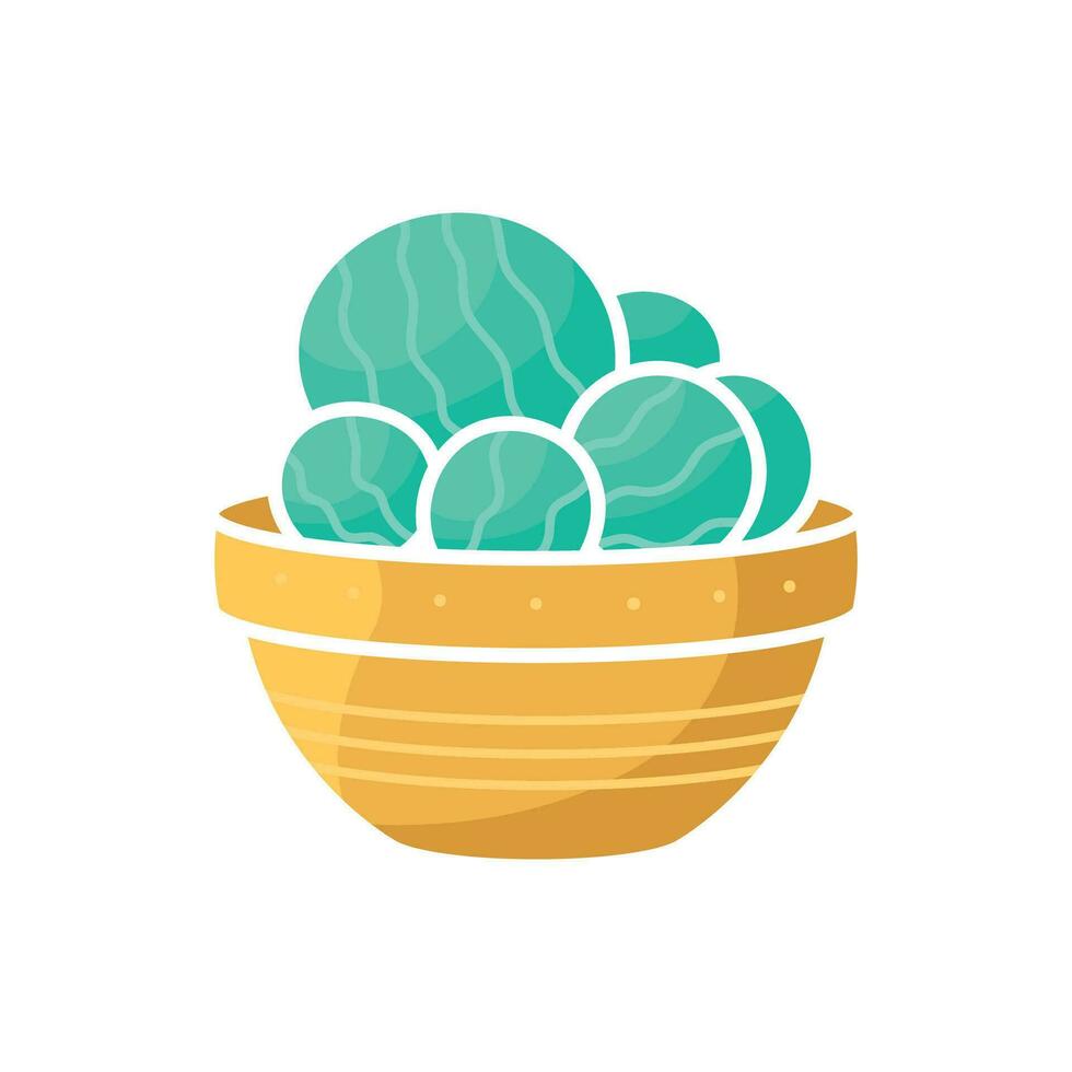 Cartoon flat indoor plant cactus in a pot for sticker design, seed packaging, flower shop logo vector