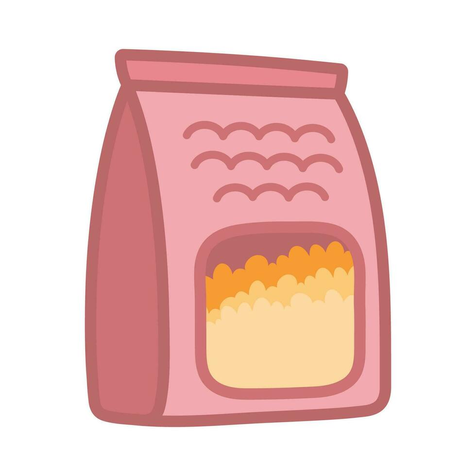 Pack of food for hamsters. Goods for rodents. Cute cartoon doodle illustration. vector