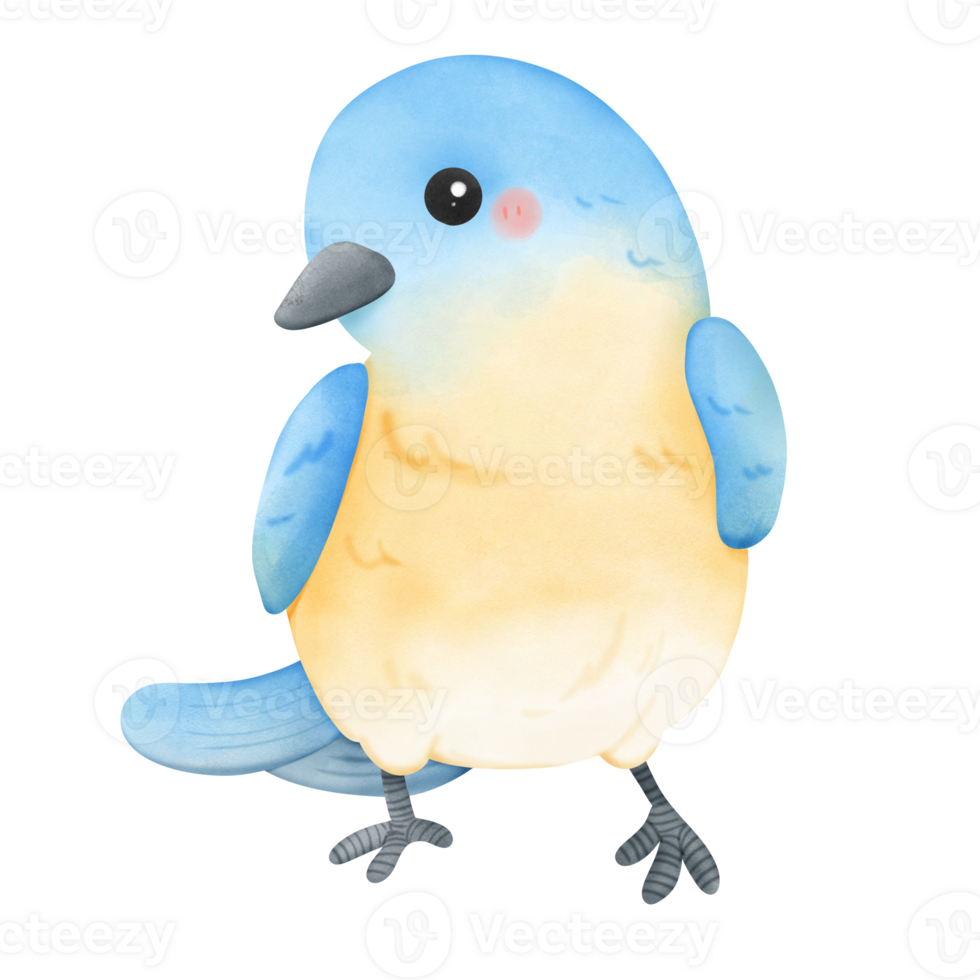 Charming Blue Bird Cartoon Illustration in Nature with a Touch of Humor and Twitter Vibes png