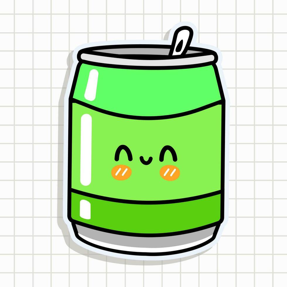 Cute funny Soda sticker. Vector hand drawn cartoon kawaii character illustration icon. Isolated on background Soda card character concept