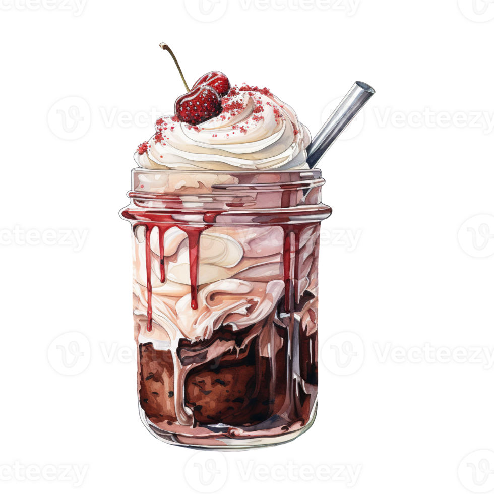 AI generated Chocolate Milkshake with Whipped Cream. AI Generated Image png