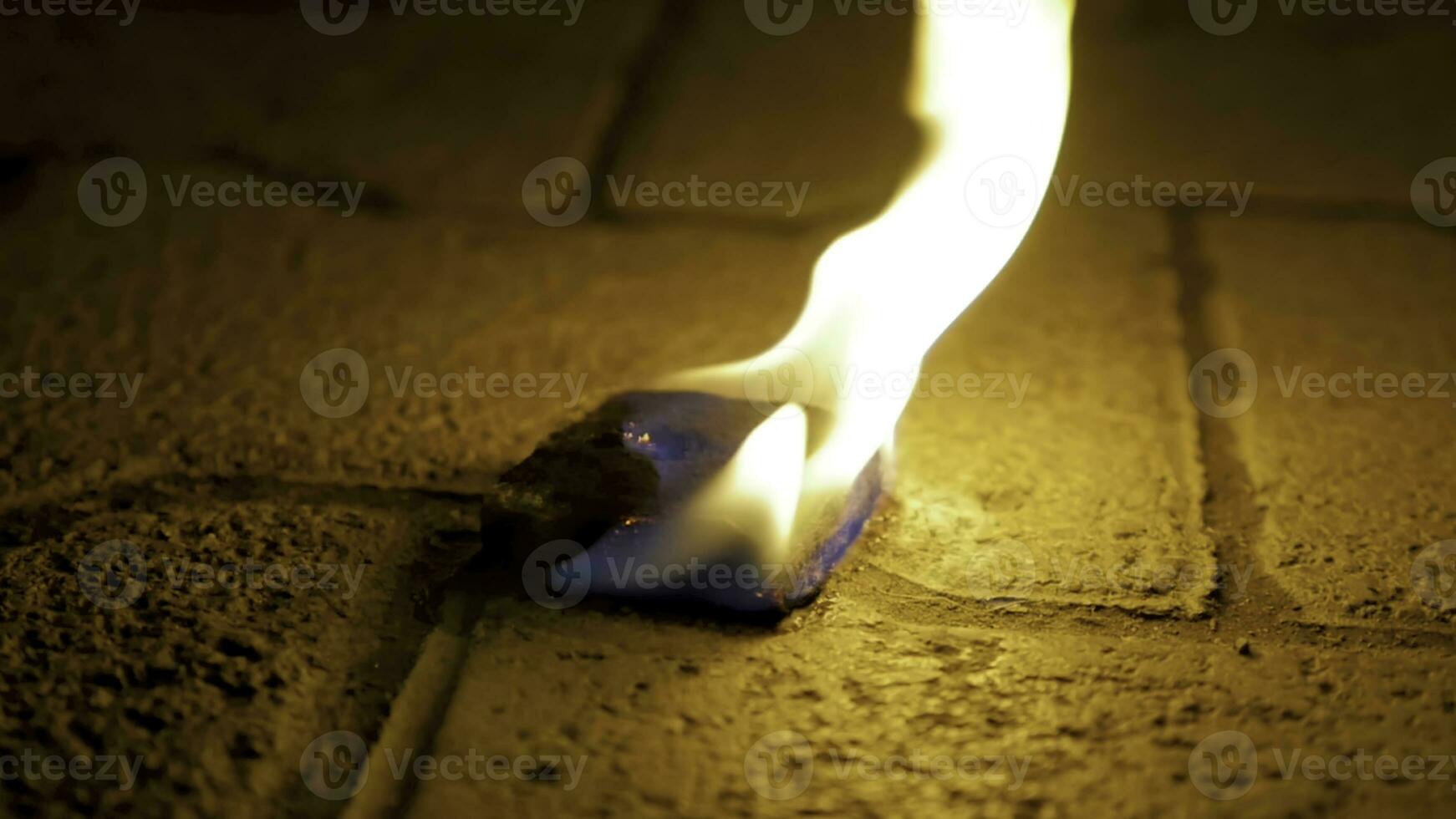 Charcoal fire with wood on cement. Coal of fire on the stone floor photo