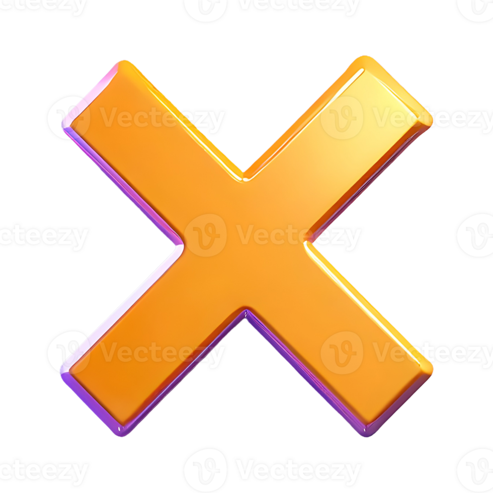 AI generated Cross Mark Icon Symbol 3d isolated on transparent background png