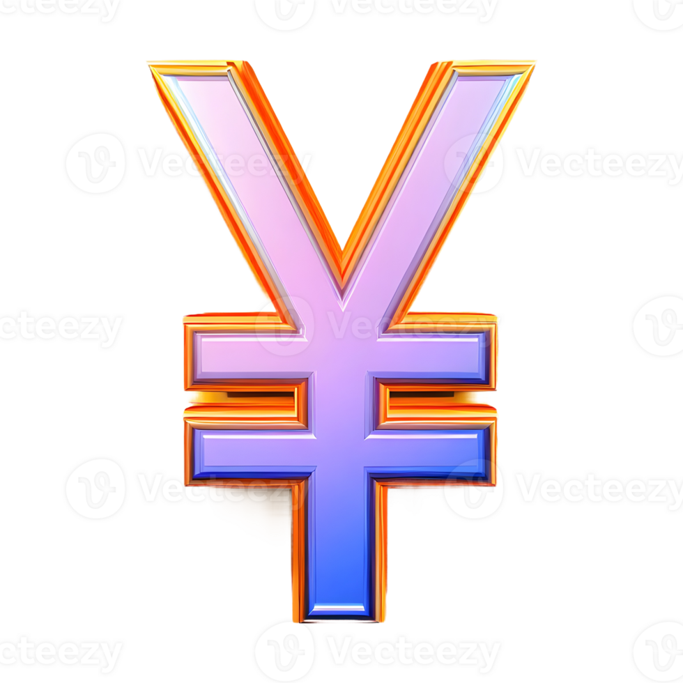 AI generated Yen Symbol 3d isolated on transparent background png