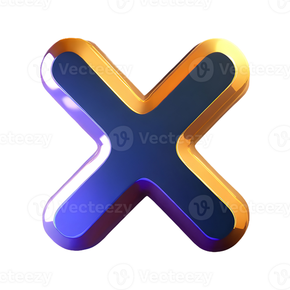 AI generated Cross Mark Icon Symbol 3d isolated on transparent background png