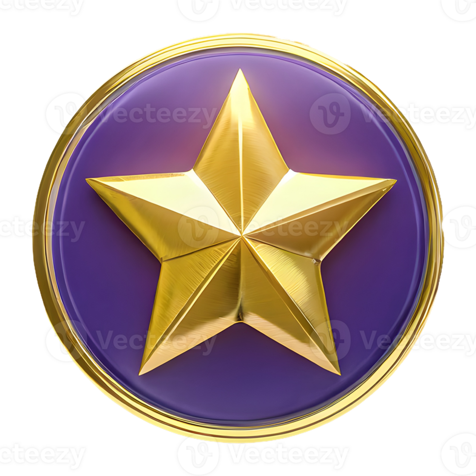 AI generated Star Button symbol 3d isolated on transparent background png
