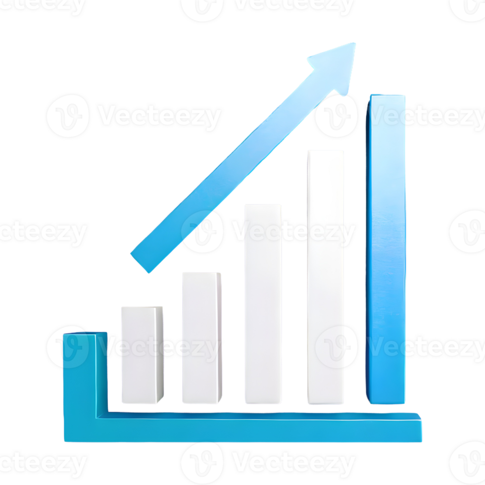 AI generated Graph Growth Market Profit Icon symbol 3d isolated on transparent background png