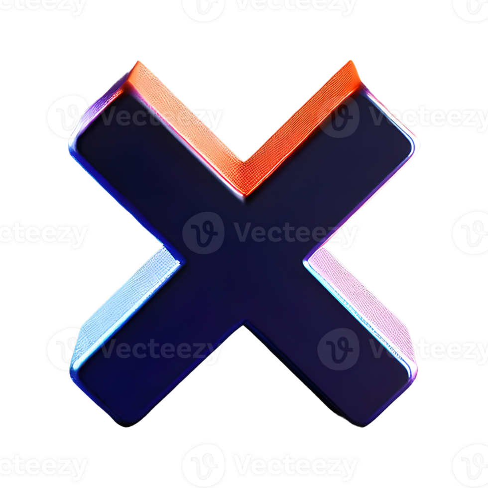 AI generated Cross Mark Icon Symbol 3d isolated on transparent background png