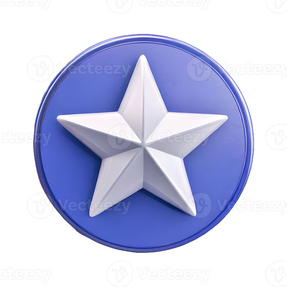 AI generated Star Button symbol 3d isolated on transparent background png
