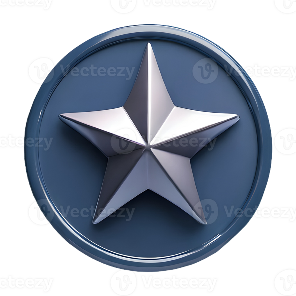 AI generated Star Button symbol 3d isolated on transparent background png