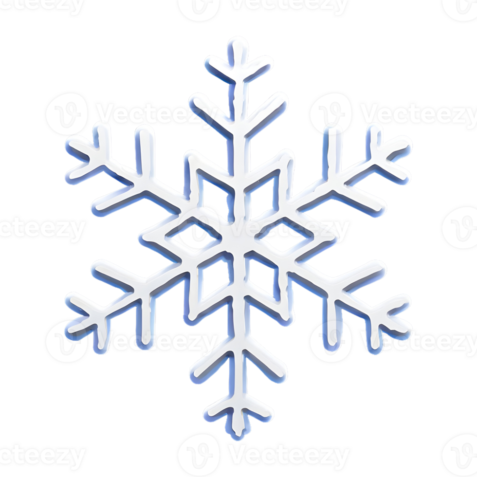 AI generated Snowflake Icon symbol 3d isolated on transparent background png